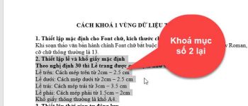 2 Cách khoá một vùng dữ liệu trong word