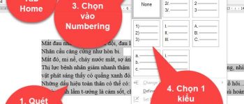 Cách đánh số thứ tự trong word bằng Numbering