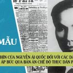 Cái nhìn của Nguyễn Ái Quốc đối với các dân tộc bị áp bức thể hiện qua Bản án chế độ thực dân Pháp