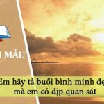 Dàn ý em hãy tả buổi bình minh đẹp mà em có dịp quan sát